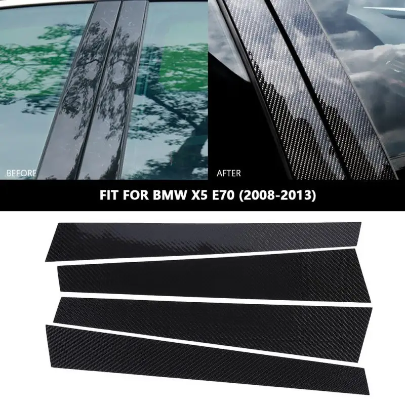 Накладка на окно автомобиля из углеродного волокна B-отделка стоек, декоративная наклейка для BMW X5 E70 2008 2009 2010 2011 2012 2013