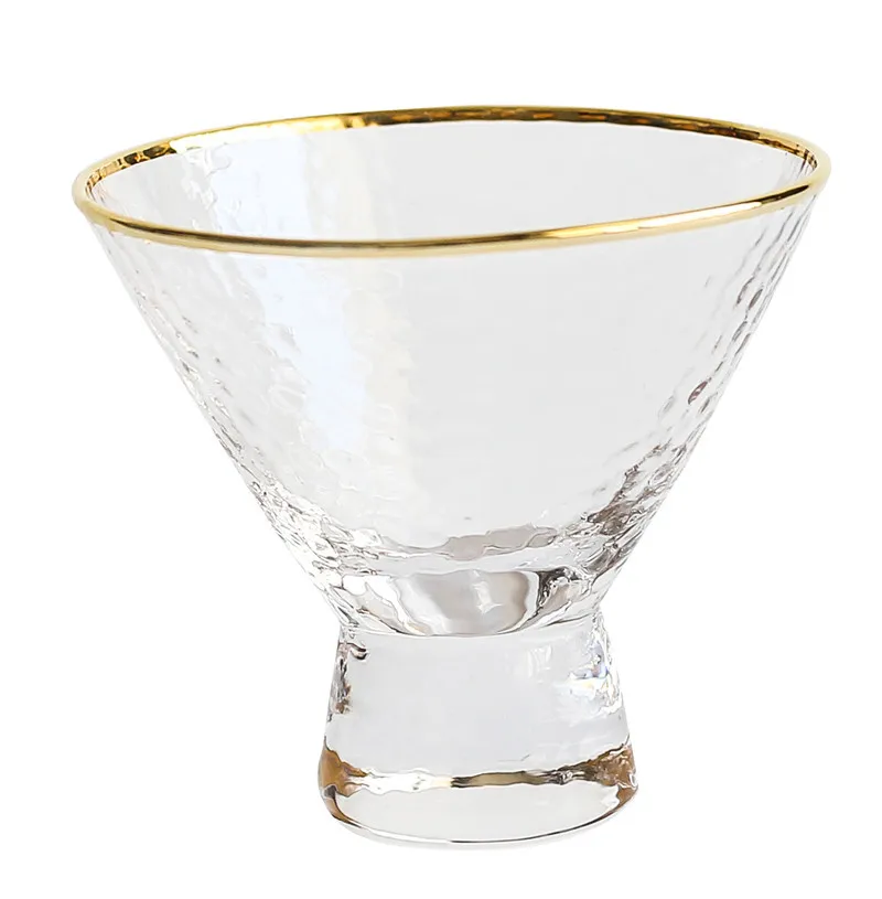 Японский стиль летняя Золотая инкрустация молоток в форме конического стекла Win стеклянная десертная чашка десерт, мороженое чаша Кубок бытовой