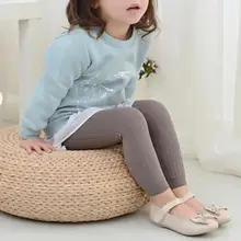 3 пар/компл. детская одежда для девочек штаны средней эластичности и Толщина Повседневное Карамельный Цвет полной длины осень Эластичные леггинсы