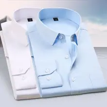 Рубашка для мужчин, деловые рубашки с длинным рукавом, однотонная офисная формальная белая мужская рубашка, модная мужская деловая рубашка большого размера
