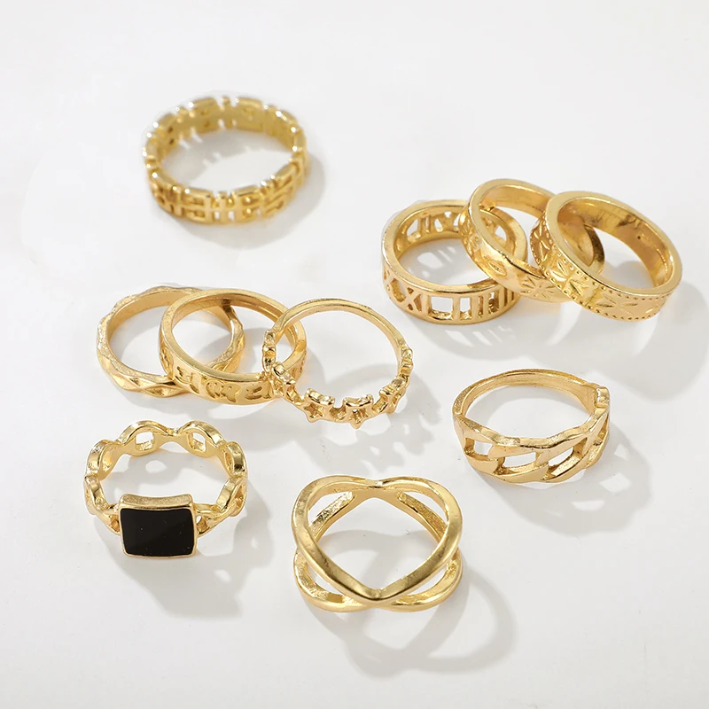Tocona 15 стилей геометрической формы, в стиле бохо золотые кольца для женщин блестящий хрустальный камень бабочка змея вырезанный цветок Lettter свадебные кольца