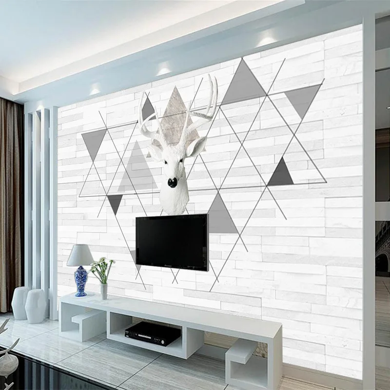 

Northern European-Style Creative Wallpaper Minimalist Modern Living Room Elk 3D Wallpaper Film And Television TV Backdrop Cloth