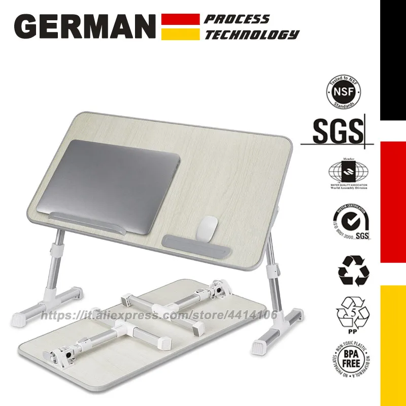

Laptop Bed Tray Table, (Larger Size) Adjustable Laptop Bed Stand, Portable Standing Table with Foldable Legs