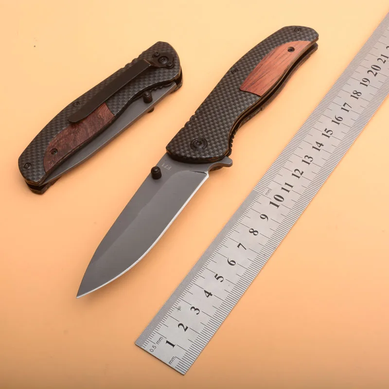 New Arrival wood+carbon fiber Handle 440C Blade folding Pocket Camping outdoor Knife survival Tactical Utility knives EDC Tools |