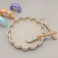 Hot Sale BPA Free Children's Tableware Oval Lace Cute Food Plates Waterproof Bowl Plates Solid Color Spoon Fork Set Baby Stuff 2