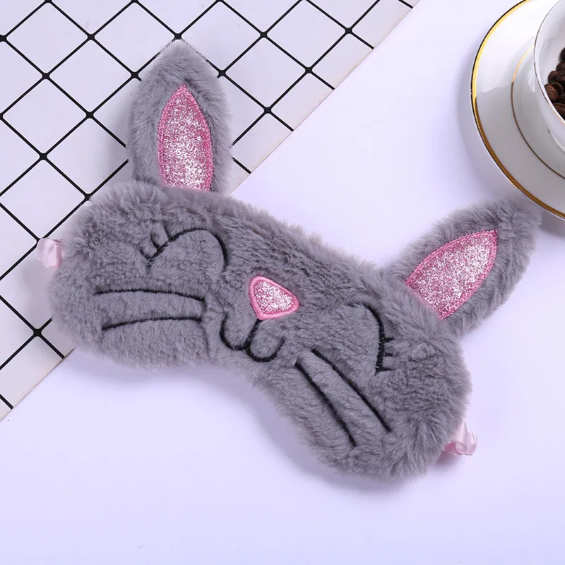 Плюшевый милый серый Кот кролик с длинными ушами маска на глаза маска тени для глаз крышка очки для сна глазная повязка для путешествий домашний подарок - Цвет: Gray Rabbit