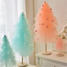 Мини-Рождественская елка из сетчатой пряжи, новогодние подарки для девочек, рождественские украшения для дома, рождественские украшения, вечерние принадлежности для фестиваля