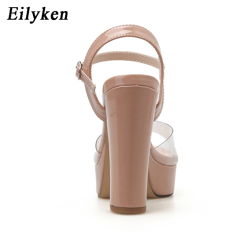 Eilyken/абрикосовые прозрачные женские босоножки из ПВХ с открытым носком на