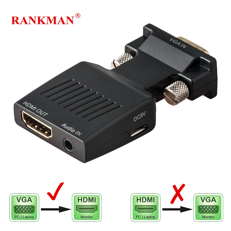 Адаптер VGA HDMI конвертер папа мама с аудио адаптером питания Поддержка 1080P сигнала