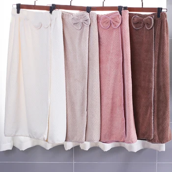 

Super Absorbent Solid Color Towel Modern Cute Bow Wrap Flannel Soft Bath Skirt Towel Microfiber Towel Lady Body Robe Towel Wrap
