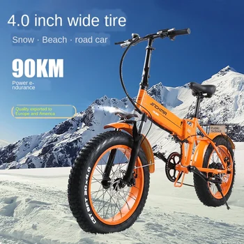 

R6 Beach snowfield folding electric bicycle lithium battery power 20-inch wide tire walking Fat Tire 48V new style