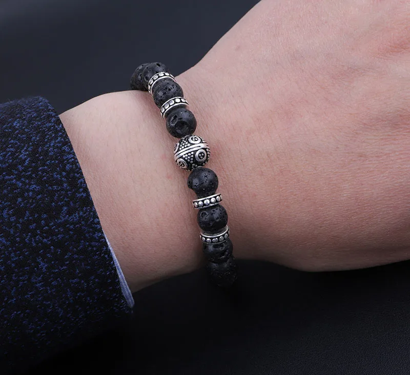 Drop Shipping Men Jewelry Natural Stone Beads A Grade Tiger Eye Tibetan silver Charms Macrame Bracelet Men - Image 6