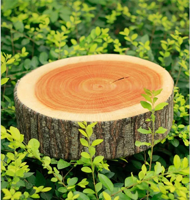 Stump Shaped Decorative Pillows Home Car Decor Cute Round Woods Grain Soft Plush Chair Seat Cushion Pillow | Дом и сад