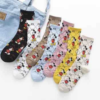 

Cartoon Tube Socks 7 Pairs Korean Style of Ins Trend Fashion Net Red Pile Socks for Men and Women for Spring Autumn