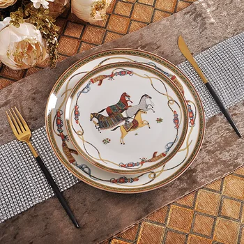 

European style Bone China western dish steak plate dessert plate dry fruit cake plate fruit plate household flat dish dish