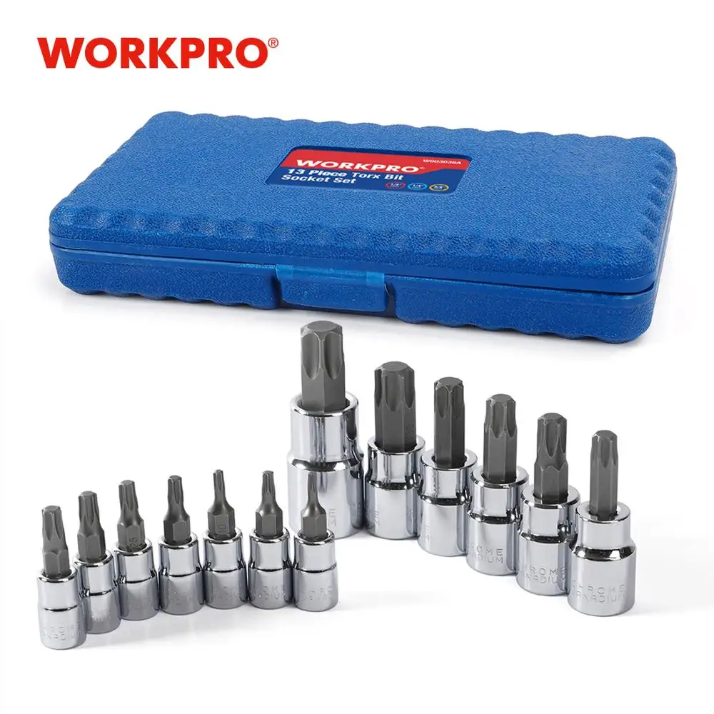 Набор торцевых головок WORKPRO Torx 13 шт. 1/4 дюйма 3/8 1/2 наборы бит Dr. Bit домашних