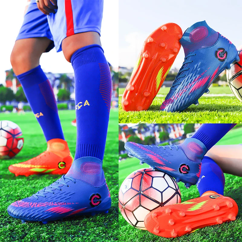 Men Football Boots Cleats Ankle Soccer Boots Long Spikes High Top Training Sneakers Grip Outdoor Turf Futsal Soccer Shoes 32 46 Soccer Shoes Aliexpress