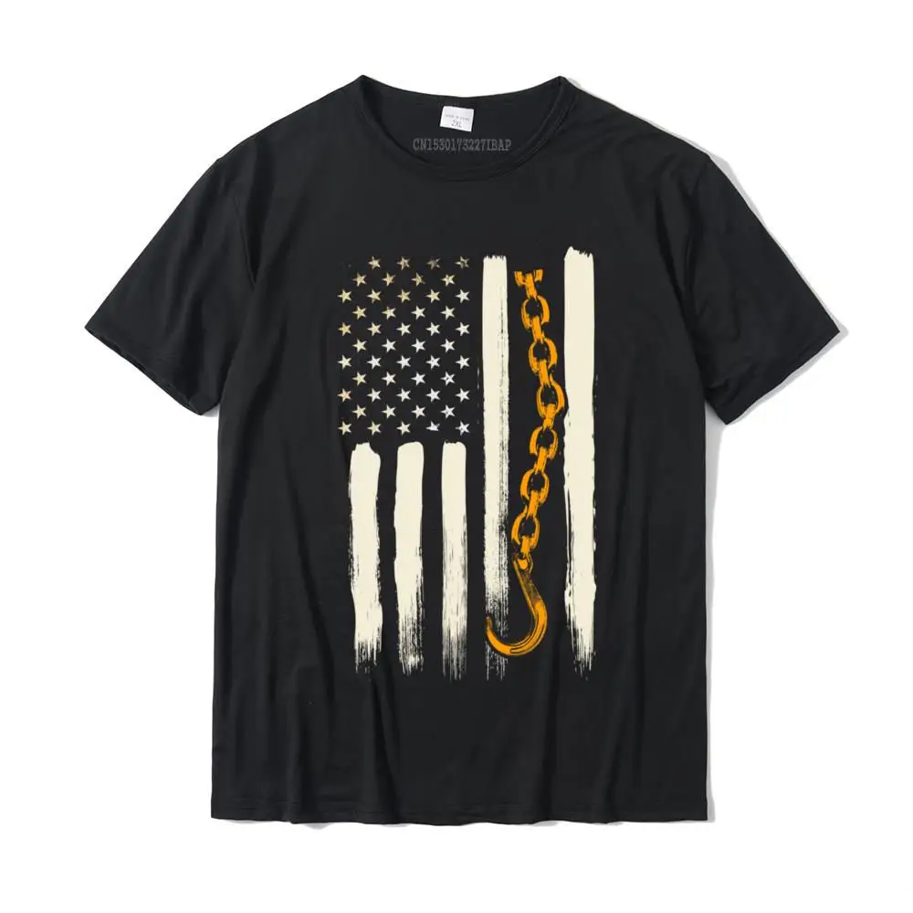 Classic Man Tshirts Design Cool Tees 100% Cotton Short Sleeve Camisa Top T-shirts O-Neck Wholesale Tow Truck Driver American Flag Patriotic Towing Pullover Hoodie__27844 black