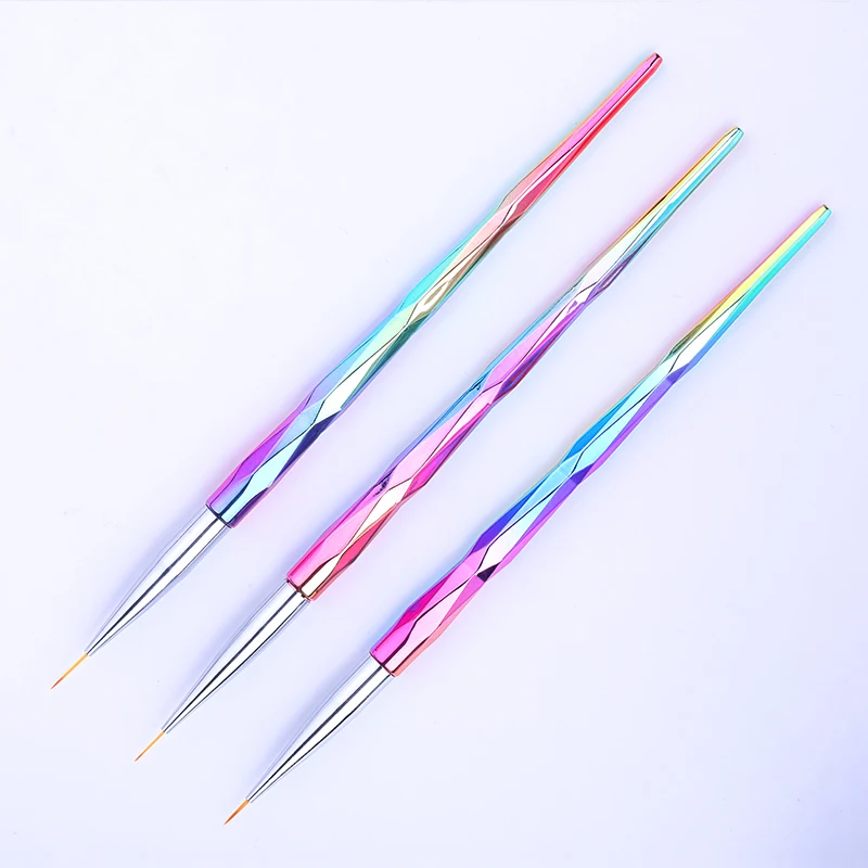 

3PCS 7/9/11mm Auroras Handle Nail Art Liner Brush French Lines Stripes Gradient Painting Drawing Pen Rhinestone Manicures
