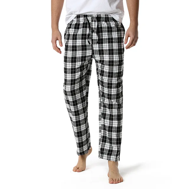 Blue Plaid Mens Pajama Bottom Pants 