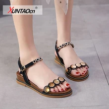 

Leather Sandals Women's 2021 Summer New Versatile Student Leisure Thick Bottomed Roman Muffin and Fashionable Shoes Fairy Style