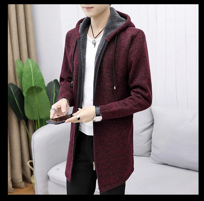 Sweatercoat Camisola Zíper Cardigans Masculina Manga Longa