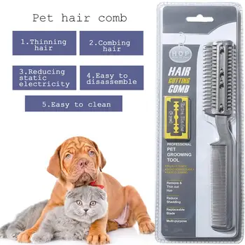 

Manual Hair Razor with Comb for Pet Dual-end Hair Trimmer Styler Hair Cutting Comb for Dogs Cats with 2 Blades
