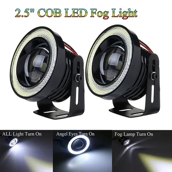 

1Pcs Auto Cob 15W Witte Angel Eye Drl Driving Projector Signaal Lampen Mistlampen Licht led Mistlamp Auto Tuning Auto Lamp