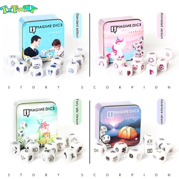 

New Telling Story Dice Game Story Metal Box/Bag English Instructions Family twisty puzzle brain teaser story cubes Toys