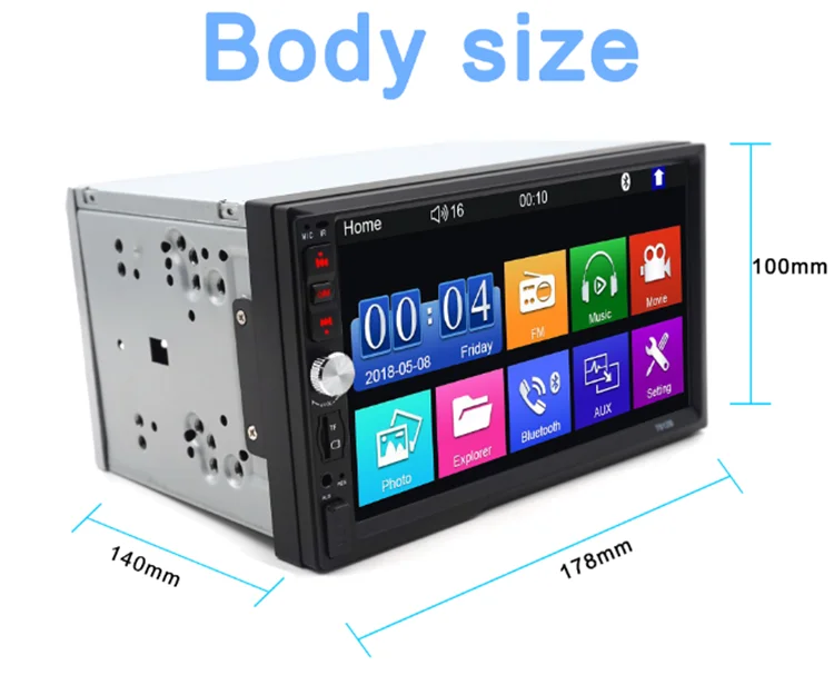 Универсальный 7 дюймов 2 Din Автомобильный Радио MP4/MP5 сенсорный экран USB FM Android/ios зеркальная связь автомобильный мультимедийный плеер монитор для камеры