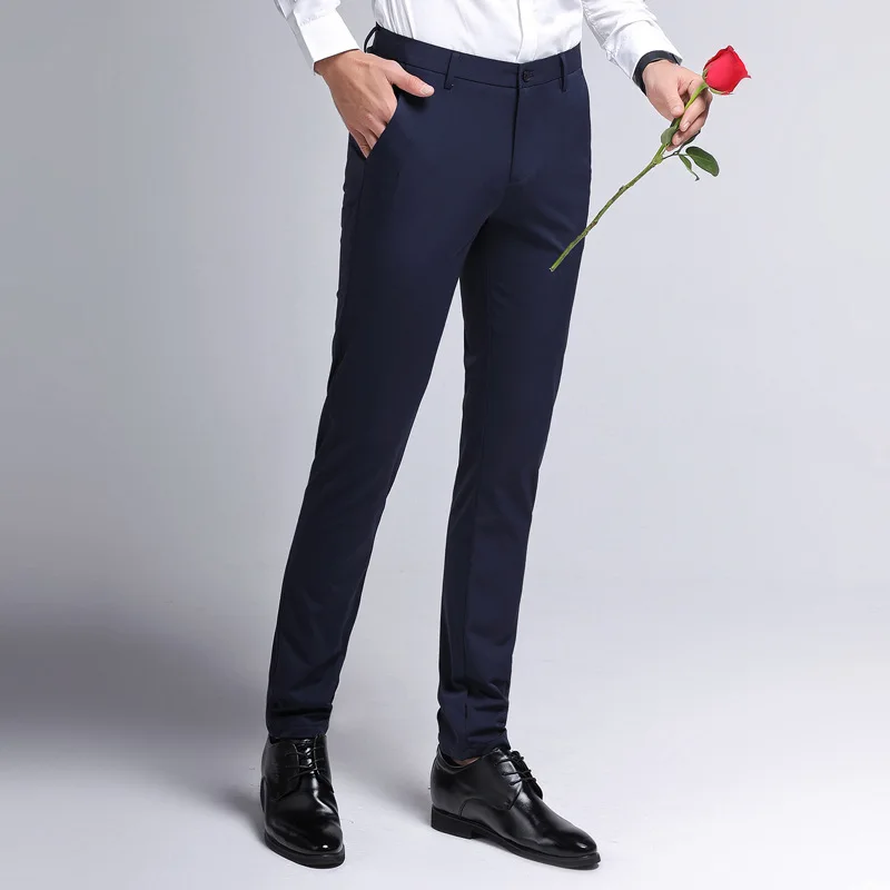 

Autumn & Winter Casual Pants Men's Loose Straight Black And White with Pattern No Ironing Long Pants Slim Fit Business Suit Pant