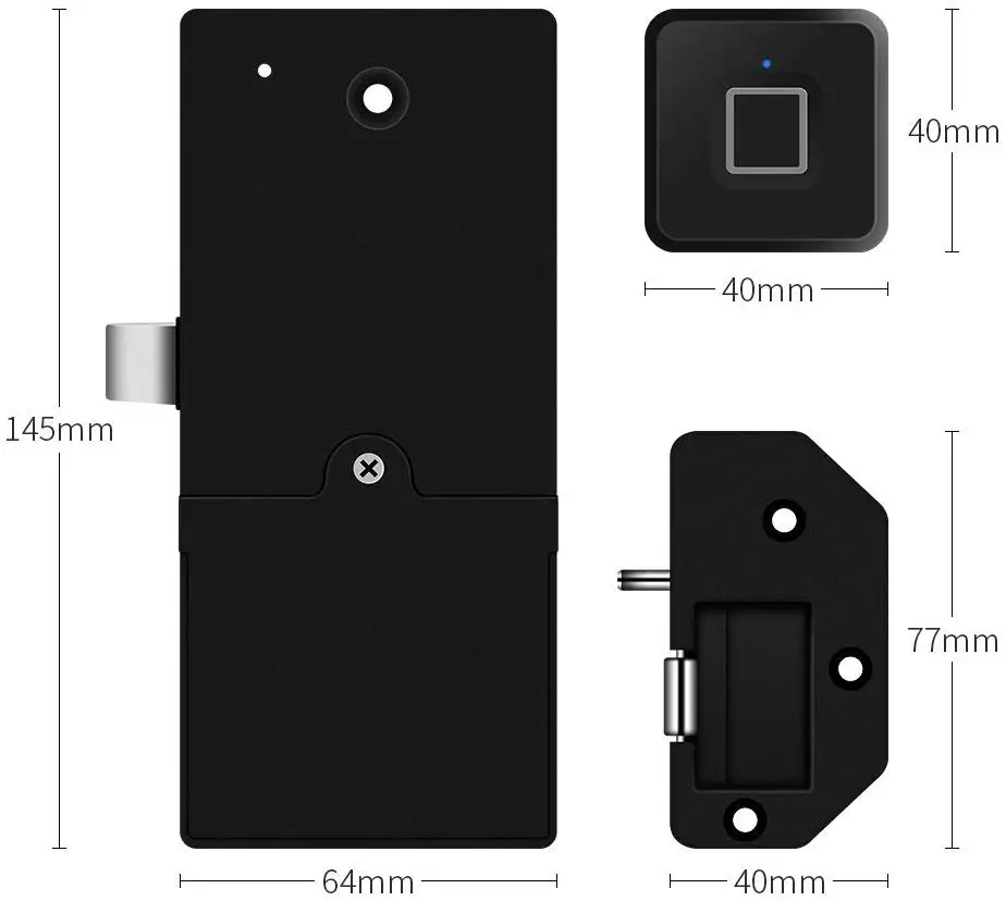 Black Fingerprint Lock Electronic Cabinet Locks Biometric Digital