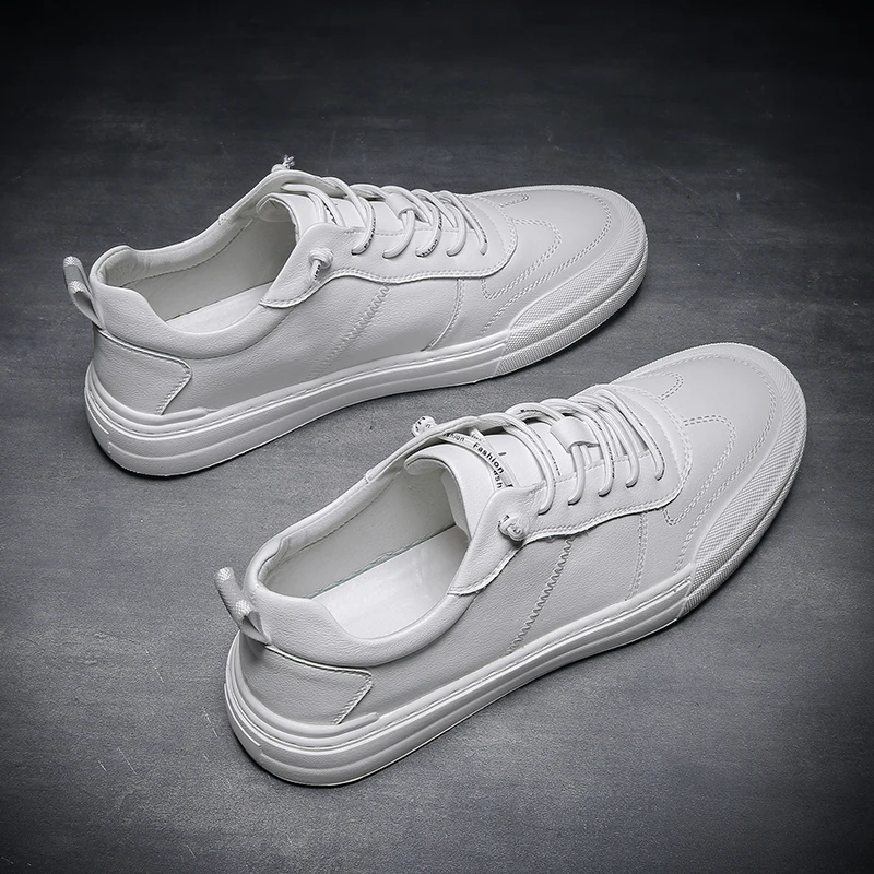 

Fashion Casual Men Shoes Leather Lace-up White Men Shoes Breathable Flat Pu Men Shoes Big Size High Quality Footwear