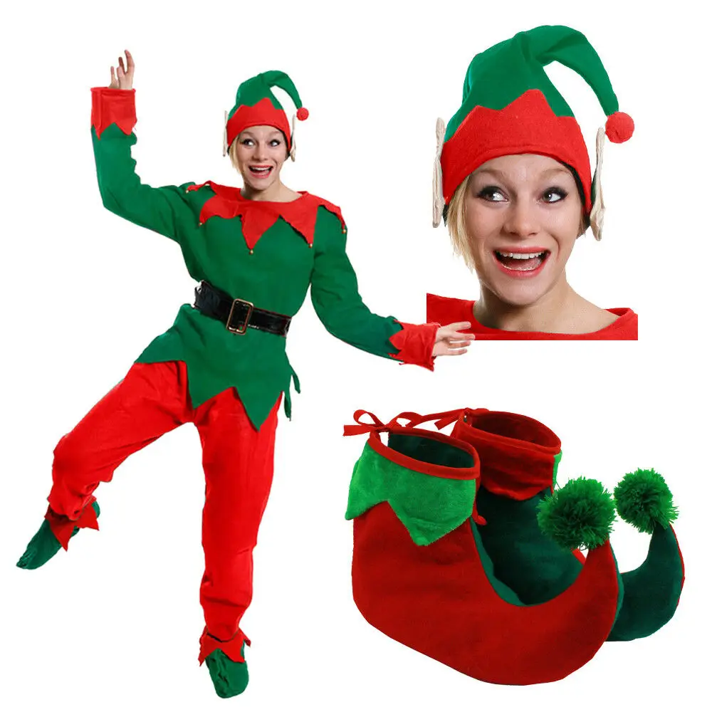 NEW Elf Ladies Adult Santa/'s Little Helper Christmas Elf Fancy Dress Costume