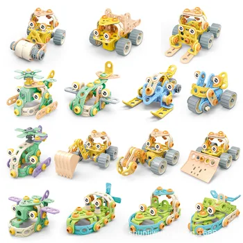 

Steel Commanders toy CHILDREN'S Flexible Cartoon Rubber Assembled Airplane DIY Split Assembly Children's Building Blocks Toy Car