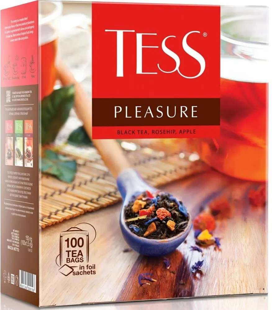 Чай Tess &quotPleasure&quot черный с добавками 100 пакетиков |