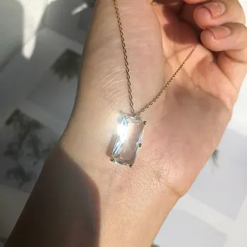 

Leouerry 925 Sterling Silver 5A Zircon Necklaces for Women Elegant Square Crystal Gemstone Pendant Necklaces Minimalist Jewelry