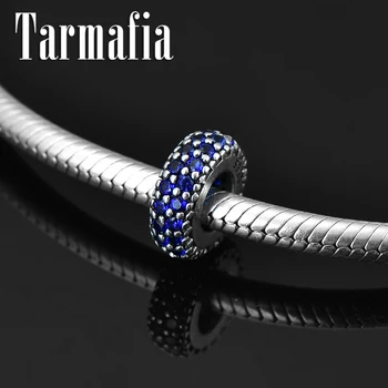 

2019 New 925 Sterling Silver Blue Zircon Crystal Beads Fit Original Women Charm Bracelet DIY Original 925 Silver Fine Jewelry