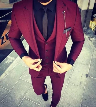 Custom Made Slim Fit Wedding Men's Suit Prom Suits(Jacket+Pant+Vest)
