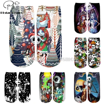 

PLstar Cosmos nightmare before christmas jack skellington Cotton Socks Colorful Brand Warm Cartoon Short Ankle Halloween Socks-5