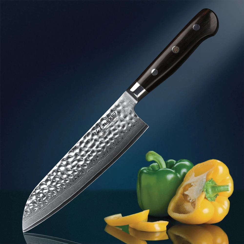 TURWHO 7 дюймов Santoku Ножи японский Pro шеф повара нож 67 слоев Дамаск нержавеющая Сталь