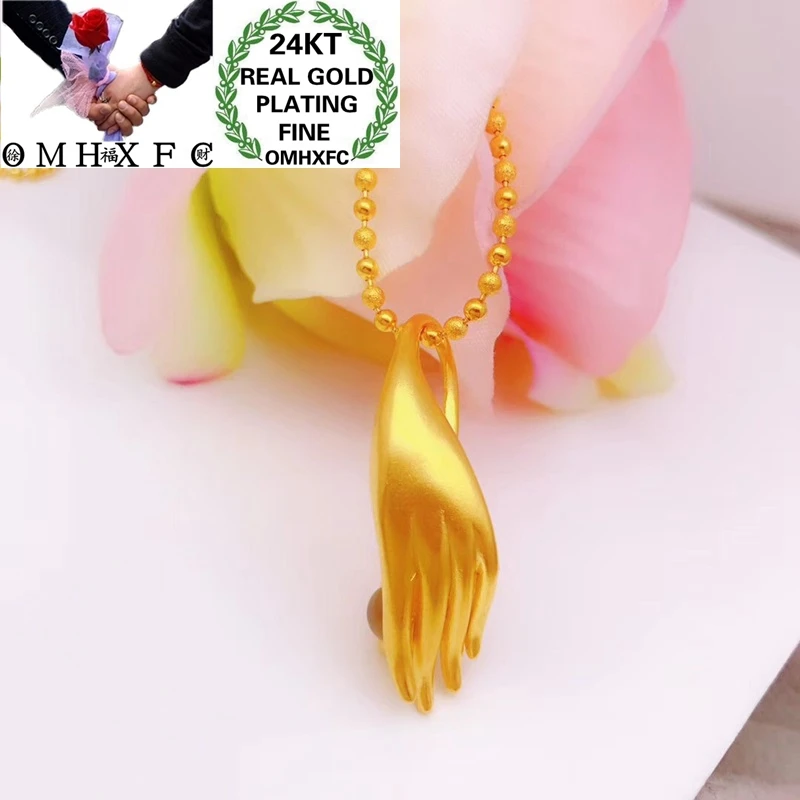 OMHXFC ювелирные изделия оптом YM336 Европейская мода для женщин и девушек, подарок на день рождения, свадьбу, ручная работа, 24 карата, Золотая подвеска, Шарм