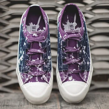 

men shoes Lace-up colorblock flats American retro splash ink low-top flat shoes Vulcanized shoes casual shoes
