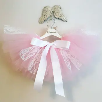 

Lace pink tutu Baby Girls Skirts Bow Princess skirt dance Party Wedding clothes wild kid children lace skirt children's cloth