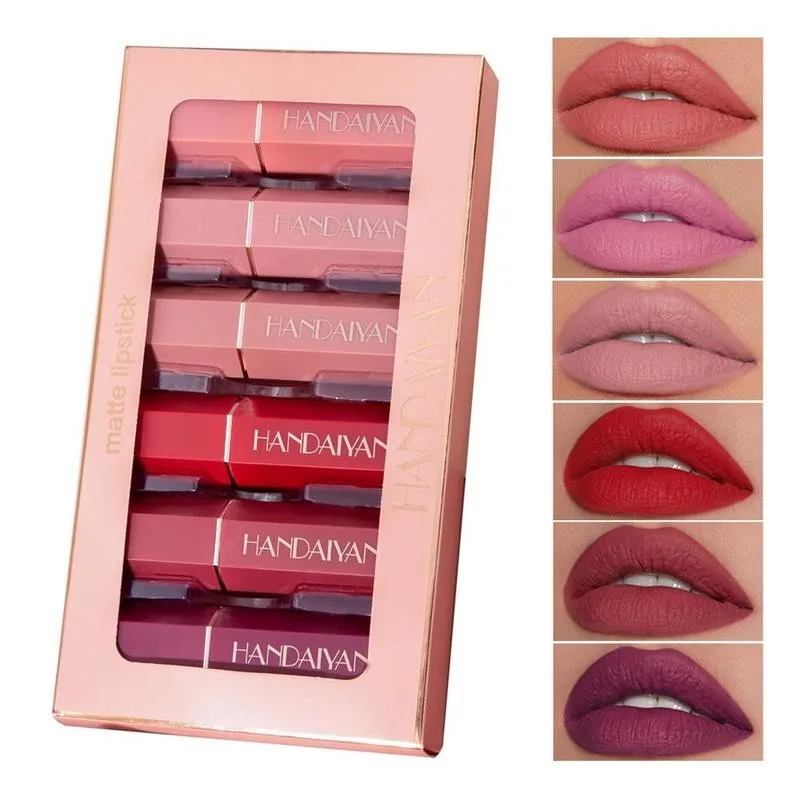 6pcs/set Matte Lipstick Set Waterproof Long Lasting Lipstick Non-stick Cosmetic Up Glosses Velvet Make Lip Beauty A4H3 6pcs/set Matte Lipstick Set Waterproof Long Lasting Lipstick Non-stick Cosmetic Up Glosses Velvet Make Lip Beauty A4H3