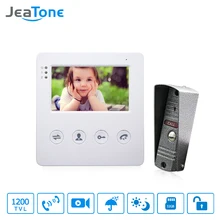 JeaTone 4 Inch Wired Video Door Phone Doorbell Intercom System Kit 1 Camera With 1 Monitor IR Night Vision Access Control jeruan wired 7 inch lcd video door phone intercom system kit rfid access ir camera metal 700tvl analog camera remote control