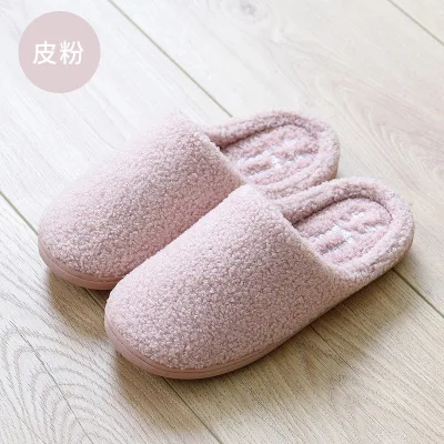 Новинка; Xiaomi Mijia Youpin; Домашние плюшевые хлопковые тапочки для женщин; ; Домашние Нескользящие мужские тапочки из хлопка с мягкой подошвой для влюбленных пар - Цвет: 39-40 pink