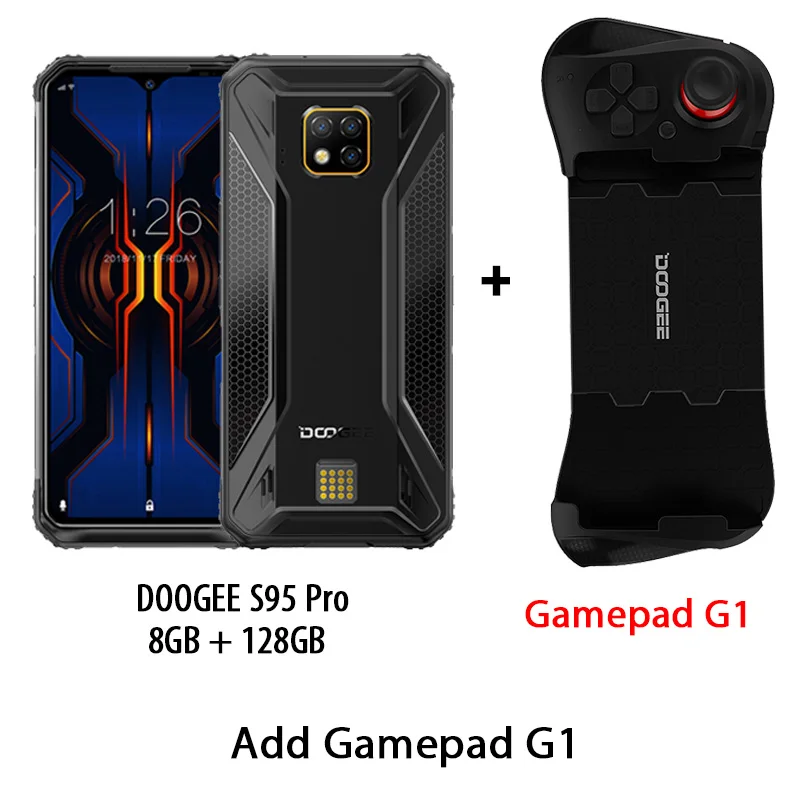 Add Gamepad DOOGEE S95 Pro модульный прочный мобильный телефон 8 Гб 128 ГБ Helio P90 6,3 дюймов дисплей 5150 мАч Восьмиядерный 48мп камера Android 9 - Цвет: Add Gamepad
