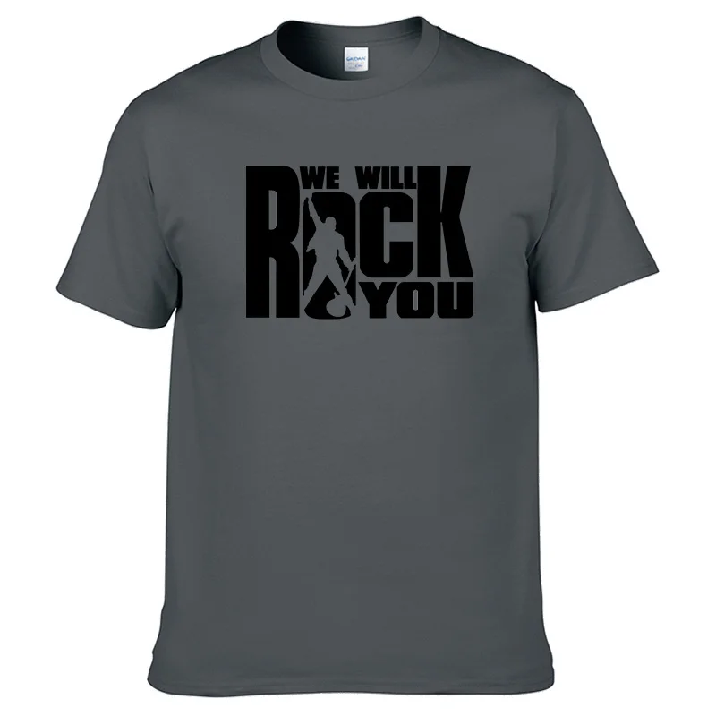 Летняя футболка с надписью «We will rock you», футболка в рок-стиле с короткими рукавами, одежда для королевы Харадзюку, рок-группа, унисекс, горячая Распродажа, топы из хлопка#179 - Цвет: 23