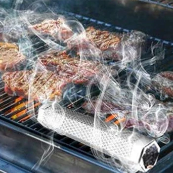 

31cm BBQ Grill Hot Cold Smoking Mesh Tube Smoke Generator Stainless Pellet Smoker